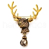 Animal Zinc Alloy Rhinestone Brooches JEWB-R052-01AG-02-1