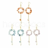 3 Pairs 3 Styles Natural Mixed Stone & Brass Dangle Earrings EJEW-TA00552-1