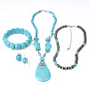 Teardrop Synthetic Turquoise Pendant Necklaces & Dangle Earrings & Stretch Bracelets Sets FS-WGCD8C0-01-5