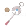 Tree of Life Alloy Natural Rose Quartz & Synthetic Moonstone Keychain KEYC-JKC00987-01-3