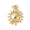 Brass Sun Face Pendants ZIRC-I071-14G-1