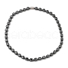 Cube Synthetic Non-Magnetic Hematite Beaded Necklaces for Women Men NJEW-E097-04-1