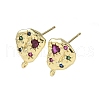 Brass Micro Pave Cubic Zirconia Stud Earring Findings KK-U075-01B-03G-1