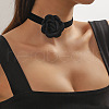 3D Rose Polyester Band Choker Necklaces with Alloy End Chains FS-WGA9896-02-1