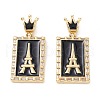 Brass Micro Pave Clear Cubic Zirconia Pendants ZIRC-Z016-35G-2