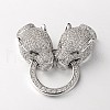 Brass Micro Pave Cubic Zirconia Fold Over Clasps ZIRC-M043-P-02-RS-1