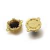Brass Clear Cubic Zirconia Flat Round Links Connector Charms KK-K398-25G-2