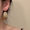 Bohemia Style Alloy Acrylic Tassel Dangle Stud Earrings for Women EJEW-G435-01G-1