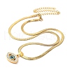 304 Stainless Steel Rhinestone Snake Chain Evil Eye Pendant Necklaces NJEW-K273-02G-3