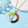 Glass Seed Beads Boho Pendant Necklaces NJEW-MZ00038-3