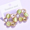 Flower 304 Stainless Steel Stud Earrings EJEW-C142-09G-3