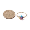 Flower Natural Gemstone Finger Rings RJEW-JR00713-02-3