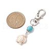 Tortoise & Round Synthetic Turquoise Beaded Pendant Decoration HJEW-JM02296-02-3