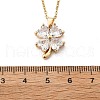 Brass Micro Pave Cubic Zirconia Four Leaf Clover Pendant Neckalces for Women NJEW-S448-02G-5