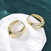 Oval Brass Micro Pave Clear Cubic Zirconia Hoop Earrings EJEW-G425-03G-2
