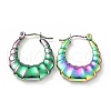 Ion Plating(IP) Rainbow Color 304 Stainless Steel Teardrop Hoop Earrings for Women EJEW-G293-12M-1