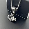 Stainless Steel Viking Hammer Pendant Stylish Punk Hip Hop Necklaces NX6366-3