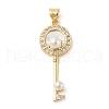 Brass & Shell & Clear Cubic Zirconia Pendants KK-I712-14G-1