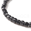 Natural Black Spinel Cube Beaded Stretch Bracelet for Women BJEW-JB08976-04-4
