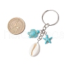 Synthetic Turquoise with Natural Mixed Cowrie Shell Keychain KEYC-JKC01265-3