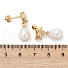 Teardrop with Rectangle 304 Stainless Steel Clear Cubic Zirconia Dangle Stud Earrings EJEW-F366-01G-01-3