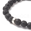 3Pcs 3 Style Natural Lava Rock & Black Onyx Beaded Stretch Bracelets Set BJEW-JB09237-6