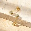 Round Brass Micro Pave Clear Cubic Zirconia Stud Earrings EJEW-D311-107G-4