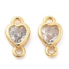 Brass Clear Cubic Zirconia Connector Charms KK-G516-11G-1