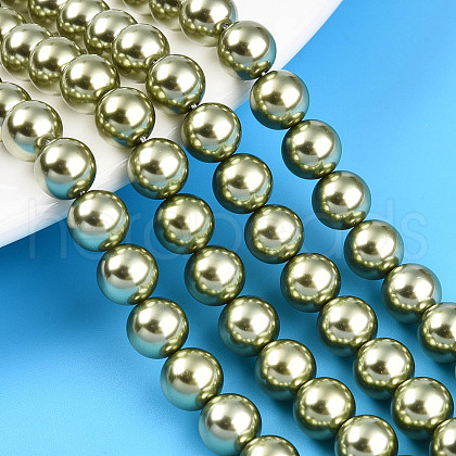 Baking Painted Pearlized Glass Pearl Bead Strands HY-N002-8mm-A07-1