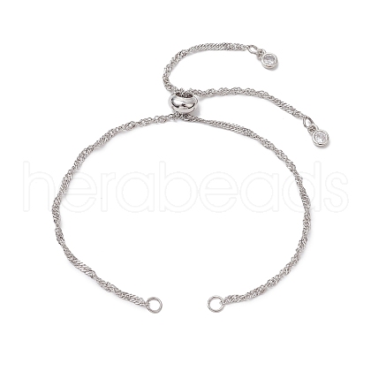 304 Stainless Steel Singapore Chain Slider Bracelet Making AJEW-JB01328-02-1