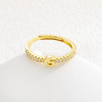 Adjustable Brass Micro Pave Clear Cubic Zirconia Finger Rings for Women FS-WG712C8-11-1