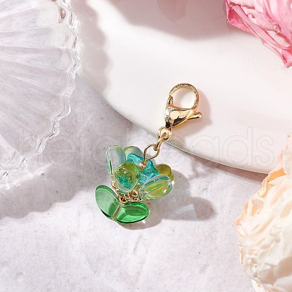 Glass Flower Pendant Decorations HJEW-MZ00206-03-1
