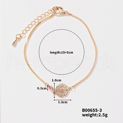 Cute and Stylish Flower Brass Rhinestone Charm Bracelets for European and American KS5683-3-1