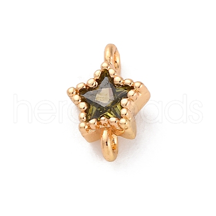 Brass Cubic Zirconia Star Connector Charms KK-Z084-11G-03-1