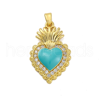 Brass Micro Pave Cubic Zirconia Pendants KK-V009-14G-03-1