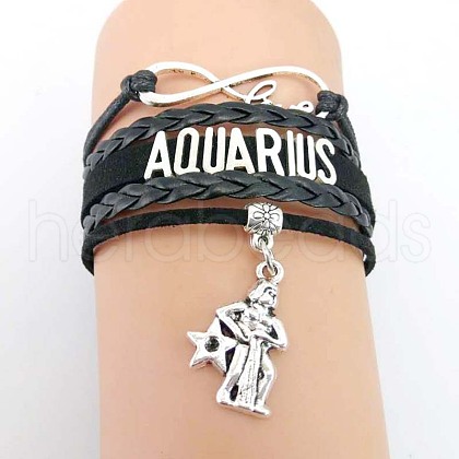 12 Constellations PU Leather Multi-strand Bracelets WG5E0D3-12-1