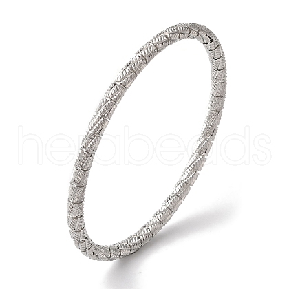 Non-Tarnish Texture Ion Plating(IP) 304 Stainless Steel Bangles for Women BJEW-K252-01P-1
