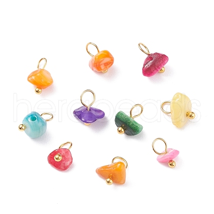 Natural Chip Dyed Shell Charms PALLOY-JF01338-01-1