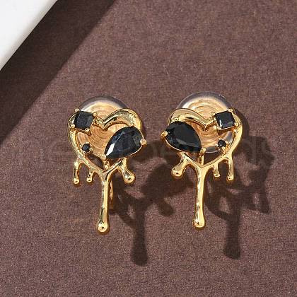 Brass Micro Pave Cubic Zirconia Clip-on Earrings EJEW-K286-11G-1