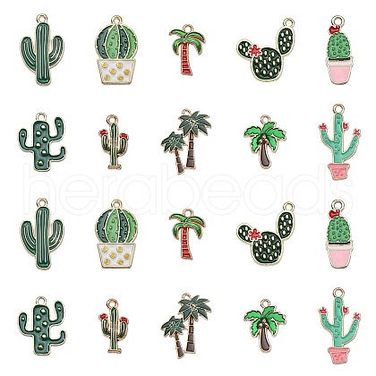50Pcs 10 Styles Alloy Enamel Pendants ENAM-CJ0003-12-1