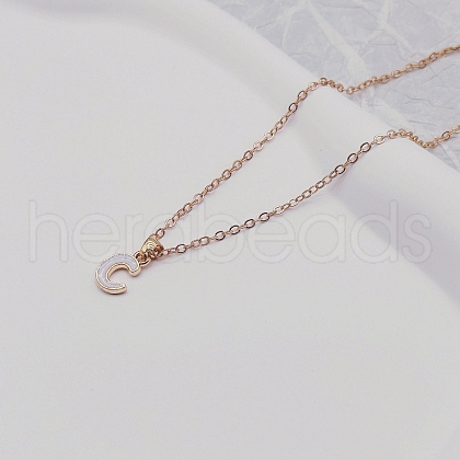 Alloy White Enamel Initial Pendant Necklaces WG51722-03-1