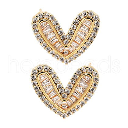 Rack Plating Heart Brass Stud Earrings EJEW-N055-37G-RS-1