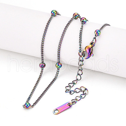 Ion Plating(IP) 304 Stainless Steel Satellite Chain Necklace for Men Women NJEW-E076-01M-1