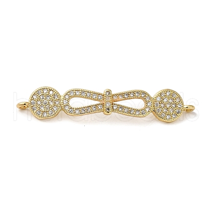 Rack Plating Brass Micro Pave Clear Cubic Zirconia Connector Charms KK-K377-79G-1