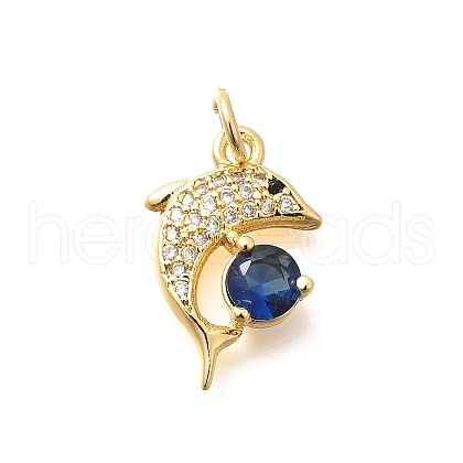 Brass Micro Pave Clear Cubic Zirconia Pendants KK-Q040-03F-G-1