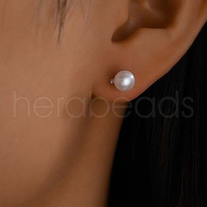 Elegant 925 Sterling Silver Freshwater Pearl Stud Earrings for Women's Daily Wear NN8713-2-1