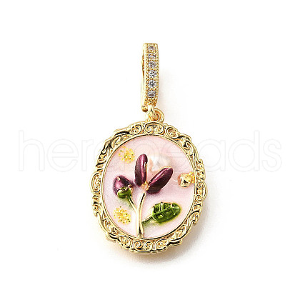 Brass Micro Pave Cubic Zirconia & Enamel Pendants KK-R222-13G-03-1