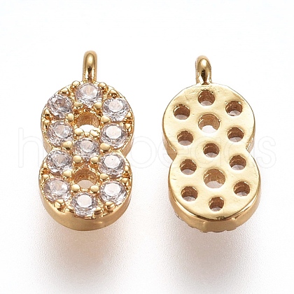 Brass Micro Pave Clear Cubic Zirconia Charms ZIRC-L075-60A-08G-1