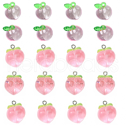 6Pcs 3 Styles Transparent Resin Fruit Pendants FIND-YW0005-65-1