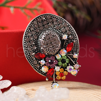Christmas Theme Alloy Rhinestone Brooch Pin LK2414-19-1